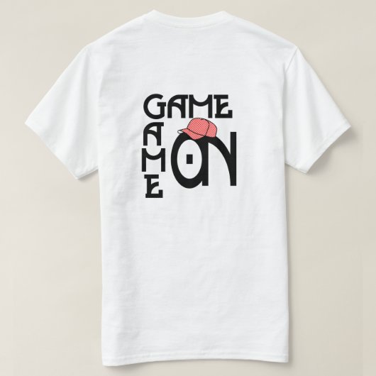 ゲームオンタイポグラフィデザイン Tシャツ (デザイン裏面)