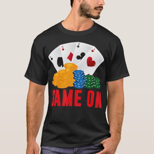 ゲームオントランプのポーカーディーラーカジノディーラーTメンズウィメンズギ Tシャツ (正面)