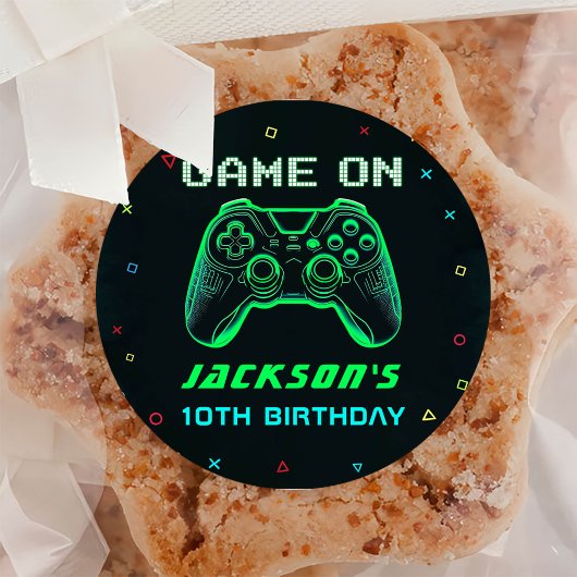ゲームオンネオンビデオゲーム誕生日 ラウンドシール