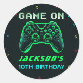 ゲームオンネオンビデオゲーム誕生日 ラウンドシール (正面)