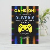 ゲームオンビデオゲームコントローラゲーム誕生日 招待状 (スタンド正面)