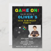 ゲームオンビデオゲームコントローラ写真誕生日 招待状 (正面)