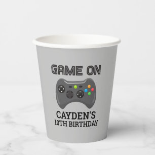ゲームオンビデオゲームコントローラ誕生日紙カップ 紙コップ