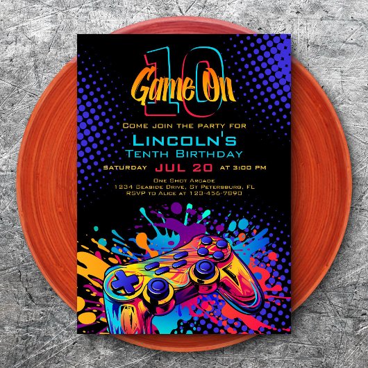 ゲームオンビデオゲームコントローラ誕生日 招待状