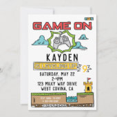 ゲームオンビデオゲーム誕生日招待状 招待状 (正面)