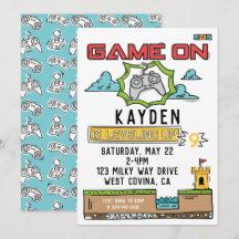 ゲームオンビデオゲーム誕生日招待状