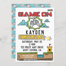 ゲームオンビデオゲーム誕生日招待状