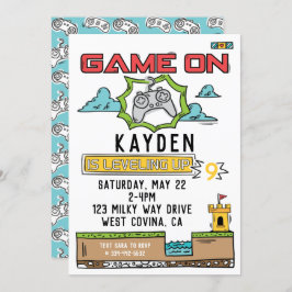 ゲームオンビデオゲーム誕生日招待状 招待状