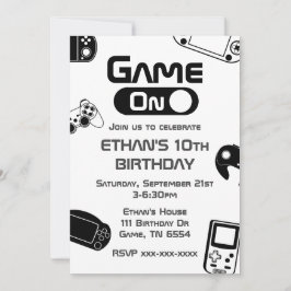 ゲームオンビデオゲーム誕生日招待状 招待状