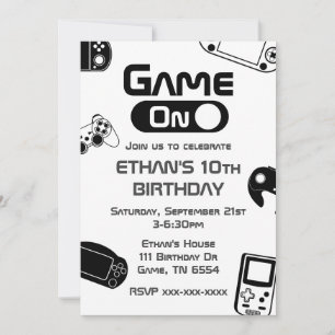 ゲームオンビデオゲーム誕生日招待状 招待状