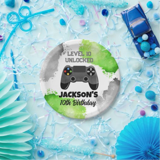 ゲームオンレベルアップゲーマーバースデーパーティー紙プレート ペーパープレート (パーティー)