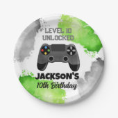 ゲームオンレベルアップゲーマーバースデーパーティー紙プレート ペーパープレート (正面)