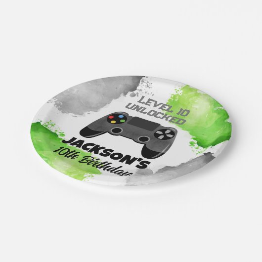 ゲームオンレベルアップゲーマーバースデーパーティー紙プレート ペーパープレート (アングル)