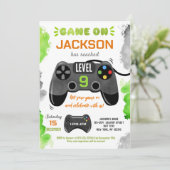 ゲームオンレベルアップビデオゲーム誕生日招待状 招待状 (スタンド正面)