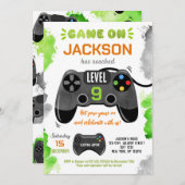 ゲームオンレベルアップビデオゲーム誕生日招待状 招待状 (正面/裏面)