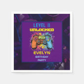 ゲームオンレベルアップビデオゲーム誕生日 スタンダードカクテルナプキン (正面)