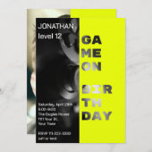 ゲームオン誕生日パーソナライズされたゲーマーレベルアップ 招待状 (正面/裏面)