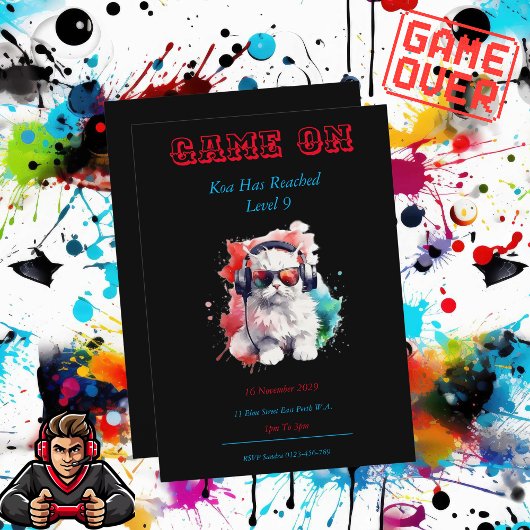 ゲームオン誕生日招待状次のレベル，ゲーミング 招待状