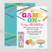 ゲームオン アーケード ピザパーティー招待状 招待状 (正面/裏面)