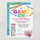 ゲームオン アーケード ボウリングパーティー招待状 招待状 (正面/裏面)