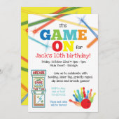 ゲームオン アーケード ボウリングパーティー招待状 招待状 (正面/裏面)