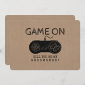 ゲームオン – ゲーマーおもしろいグロムスマンまたは花婿介添人 招待状 (正面/裏面)