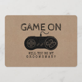 ゲームオン – ゲーマーおもしろいグロムスマンまたは花婿介添人 招待状