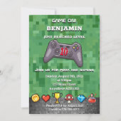 ゲームオン コントローラー ゲーマー 誕生日パーティー 招待状 (正面)