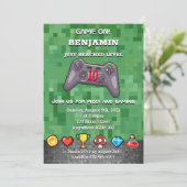 ゲームオン コントローラー ゲーマー 誕生日パーティー 招待状 (スタンド正面)