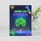 ゲームオン ネオン緑 青 黄色 ゲーマー への招待 招待状 (スタンド正面)