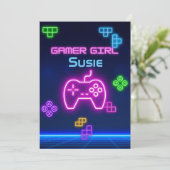 ゲームオン ネオン ピンク 青 黄色 ゲーマー への招待 招待状 (スタンド正面)