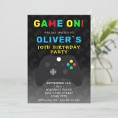 ゲームオン ビデオゲーム コントローラー ゲーミング 誕生日 招待状 (スタンド正面)