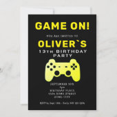 ゲームオン ビデオゲーム コントローラー ゲーミング 誕生日 招待状 (正面)