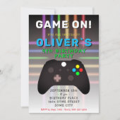 ゲームオン ビデオゲーム コントローラー ゲーミング 誕生日 招待状 (正面)