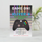 ゲームオン ビデオゲーム コントローラー ゲーミング 誕生日 招待状 (スタンド正面)