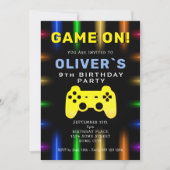 ゲームオン ビデオゲーム コントローラー ゲーミング 誕生日 招待状 (正面)