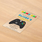 ゲームオン ビデオゲーム コントローラー ゲーム 誕生日 アクリル招待状 (レイダウン)