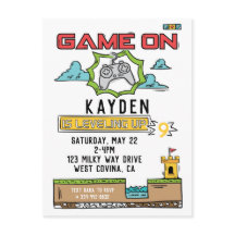 ゲームオン ビデオゲーム バースデー ポストカード 招待状