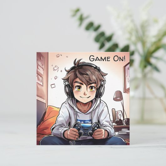 ゲームオン!ビデオボーイズゲーム誕生日 招待状 (スタンド正面)