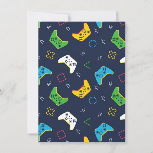 ゲームオン |ビデクールオゲーム男の子の誕生日パーティー写真 招待状 (裏面)