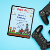 ゲームオン!ピクセルブロックゲーム 誕生日 招待状