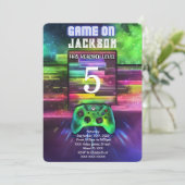 ゲームオン、ボーイビデオゲーム誕生日 招待状 (スタンド正面)