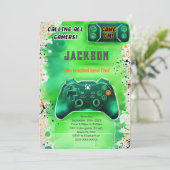 ゲームオン、ボーイビデオゲーム誕生日 招待状 (スタンド正面)