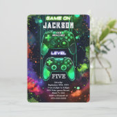 ゲームオン、ボーイビデオゲーム誕生日 招待状 (スタンド正面)