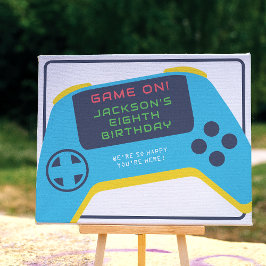 ゲームオン&レベルアップビデオゲームボーイ誕生日 ポスター