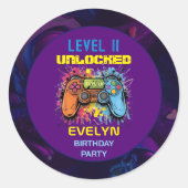 ゲームオン レベルアップ ゲームの誕生日 ラウンドシール (正面)