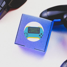 ゲームオン&レベルアップ ビデオゲーム男子 誕生日 ラウンドシール