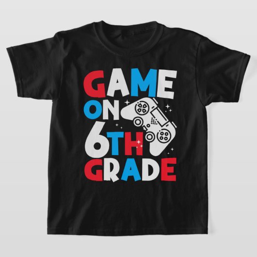 ゲームオン 6年生 面白い誕生日少年 ゲーマー大好き Tシャツ (レイダウン)