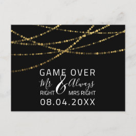 ゲームオーバーおもしろい日付の金ゴールドを保結婚存する ポストカード