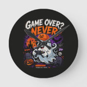 ゲームオーバーなんてありえない ゲーマー幽霊ハロウィン ラウンド壁時計 (正面)